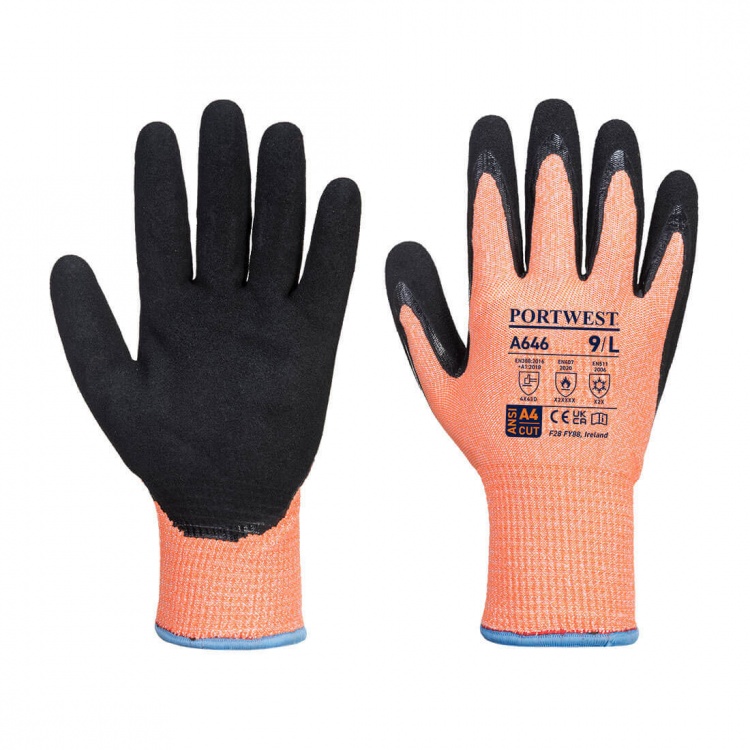 Portwest A646 Vis-Tex Winter HR Cut Glove Nitrile Cut Level D